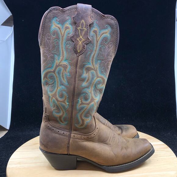 Justin Classic Western Boots square toe London Calf Style 1409 Wmns Size 6 - Picture 6 of 11